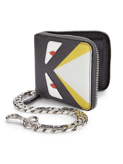 fendi leather long zip around wallet|Fendi zipper wallet.